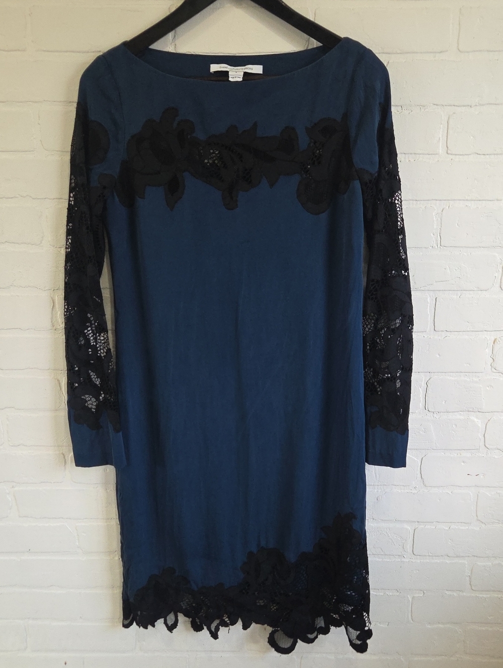 Diane Von Furstenberg Silk Dress with Lace Sleeves